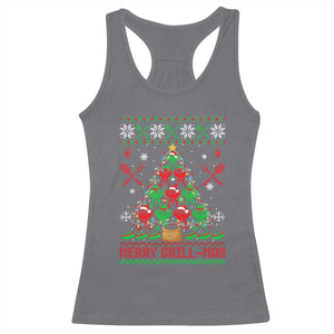 Funny Xmas Grilling Racerback Tank Top Merry Grill Mas Santa Grilling BBQ Smoking Meat TS09 Charcoal Print Your Wear