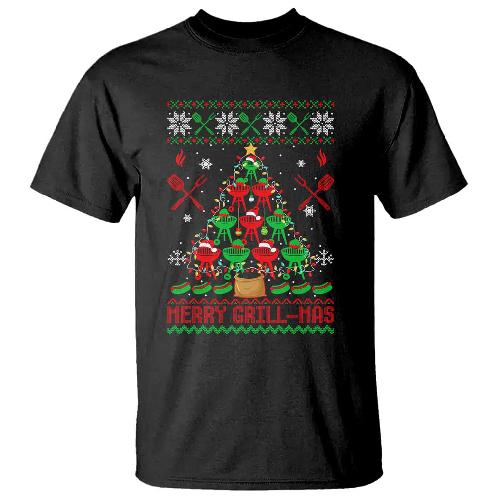 Funny Xmas Grilling T Shirt Merry Grill Mas Santa Grilling BBQ Smoking Meat TS09 Black Print Your Wear