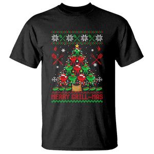 Funny Xmas Grilling T Shirt Merry Grill Mas Santa Grilling BBQ Smoking Meat TS09 Black Print Your Wear