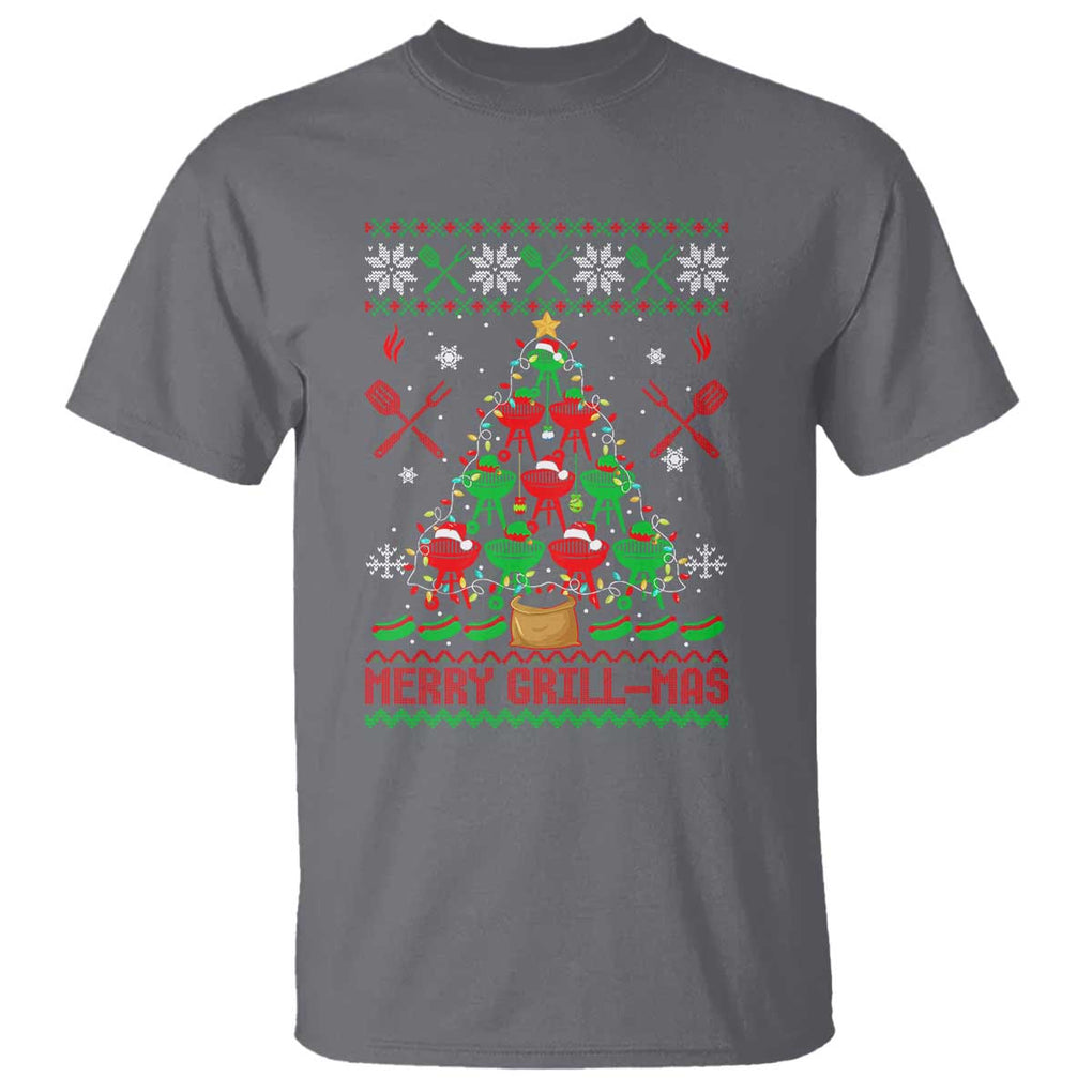 Funny Xmas Grilling T Shirt Merry Grill Mas Santa Grilling BBQ Smoking Meat TS09 Charcoal Print Your Wear