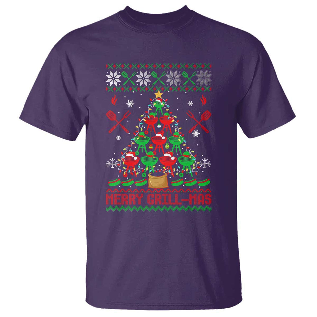 Funny Xmas Grilling T Shirt Merry Grill Mas Santa Grilling BBQ Smoking Meat TS09 Purple Print Your Wear