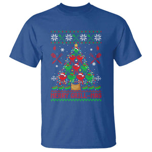 Funny Xmas Grilling T Shirt Merry Grill Mas Santa Grilling BBQ Smoking Meat TS09 Royal Blue Print Your Wear