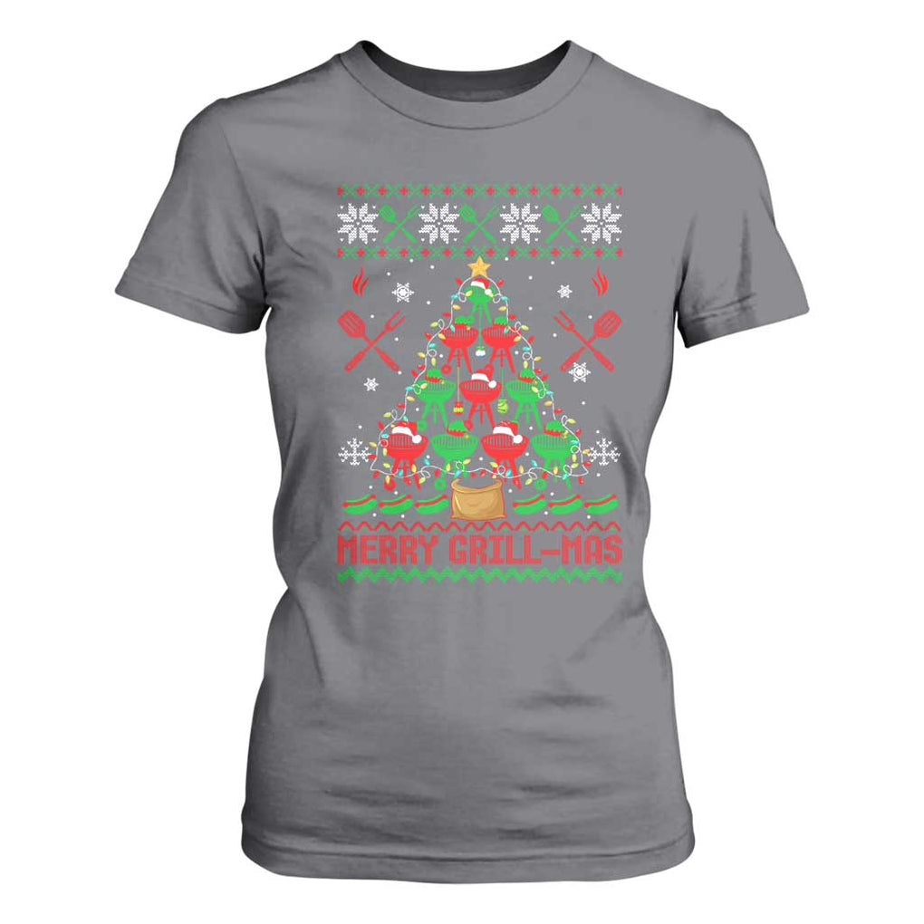 Funny Xmas Grilling T Shirt For Women Merry Grill Mas Santa Grilling BBQ Smoking Meat TS09 Charcoal Print Your Wear
