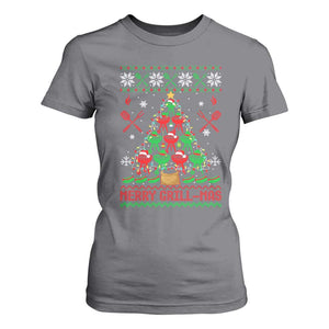 Funny Xmas Grilling T Shirt For Women Merry Grill Mas Santa Grilling BBQ Smoking Meat TS09 Charcoal Print Your Wear