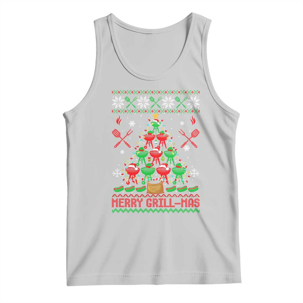 Funny Xmas Grilling Tank Top Merry Grill Mas Santa Grilling BBQ Smoking Meat TS09 Ash Print Your Wear