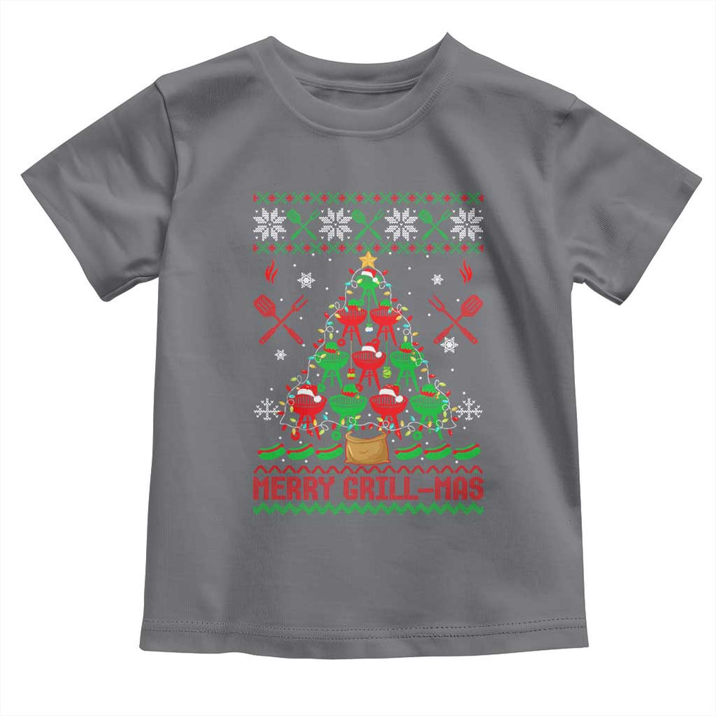 Funny Xmas Grilling Toddler T Shirt Merry Grill Mas Santa Grilling BBQ Smoking Meat TS09 Charcoal Print Your Wear