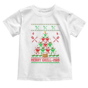 Funny Xmas Grilling Toddler T Shirt Merry Grill Mas Santa Grilling BBQ Smoking Meat TS09 White Print Your Wear