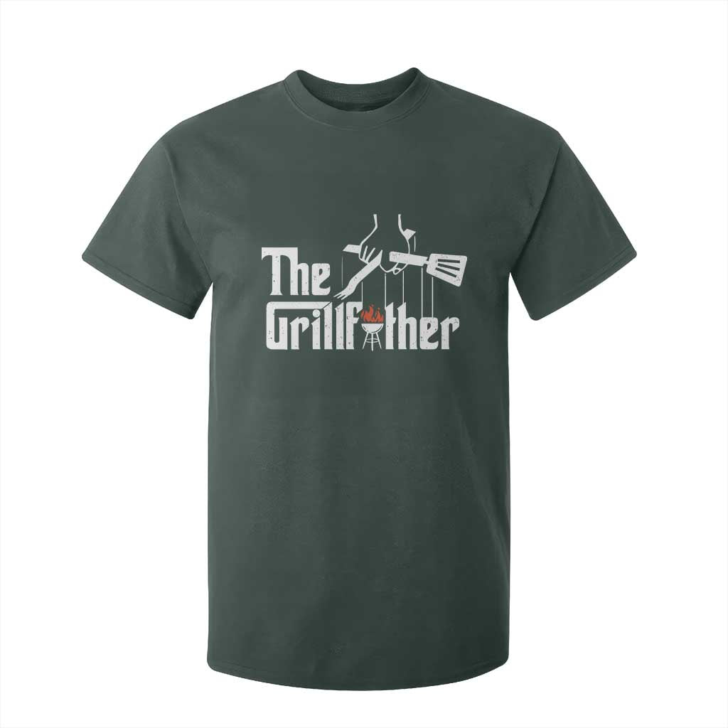 Funny Grill Dad T Shirt For Kid The Grillfather BBQ Party Grilling TS09 Dark Forest Green Print Your Wear