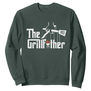 Funny Grill Dad Sweatshirt The Grillfather BBQ Party Grilling TS09 Dark Forest Green Print Your Wear