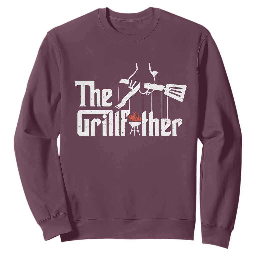Funny Grill Dad Sweatshirt The Grillfather BBQ Party Grilling TS09 Maroon Print Your Wear