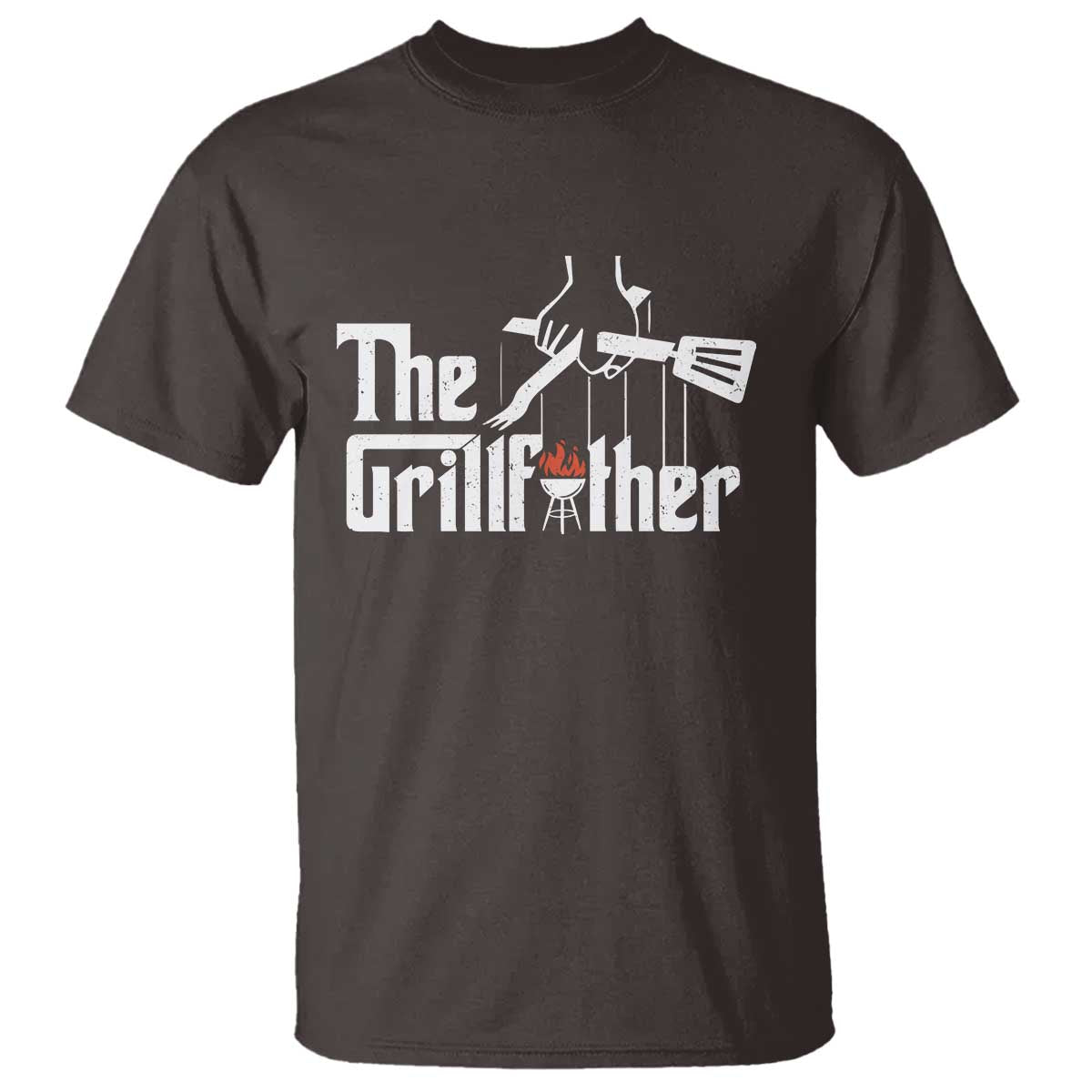 Funny Grill Dad T Shirt The Grillfather BBQ Party Grilling TS09 Dark Chocolate Print Your Wear