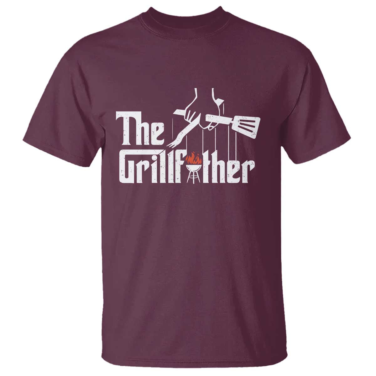 Funny Grill Dad T Shirt The Grillfather BBQ Party Grilling TS09 Maroon Print Your Wear