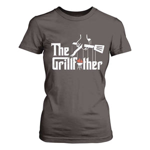 Funny Grill Dad T Shirt For Women The Grillfather BBQ Party Grilling TS09 Dark Chocolate Print Your Wear