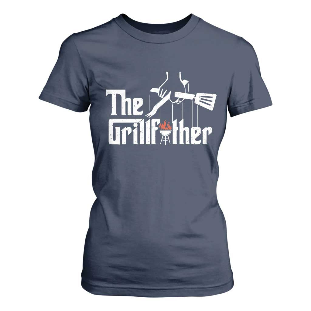 Funny Grill Dad T Shirt For Women The Grillfather BBQ Party Grilling TS09 Navy Print Your Wear