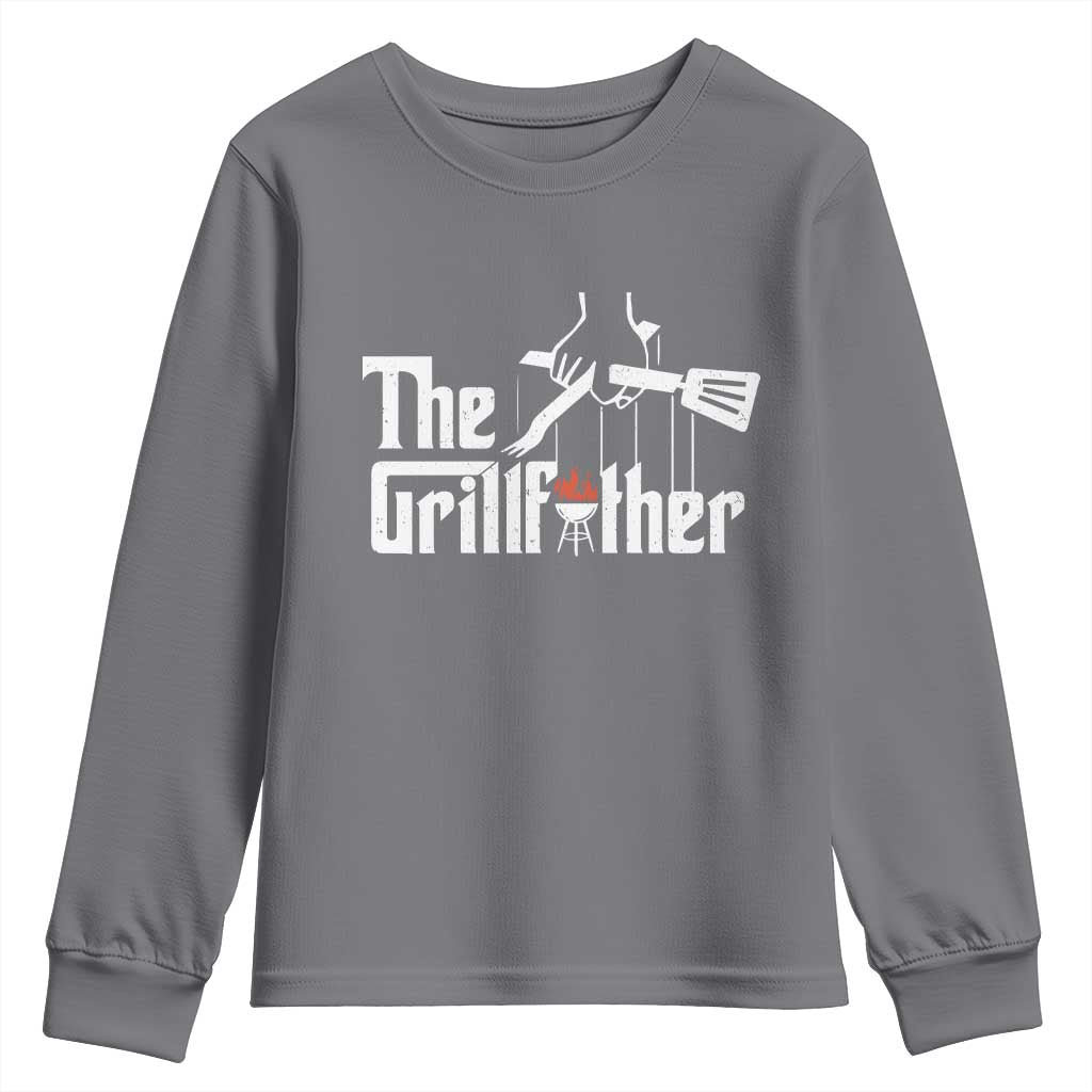 Funny Grill Dad Youth Sweatshirt The Grillfather BBQ Party Grilling TS09 Charcoal Print Your Wear