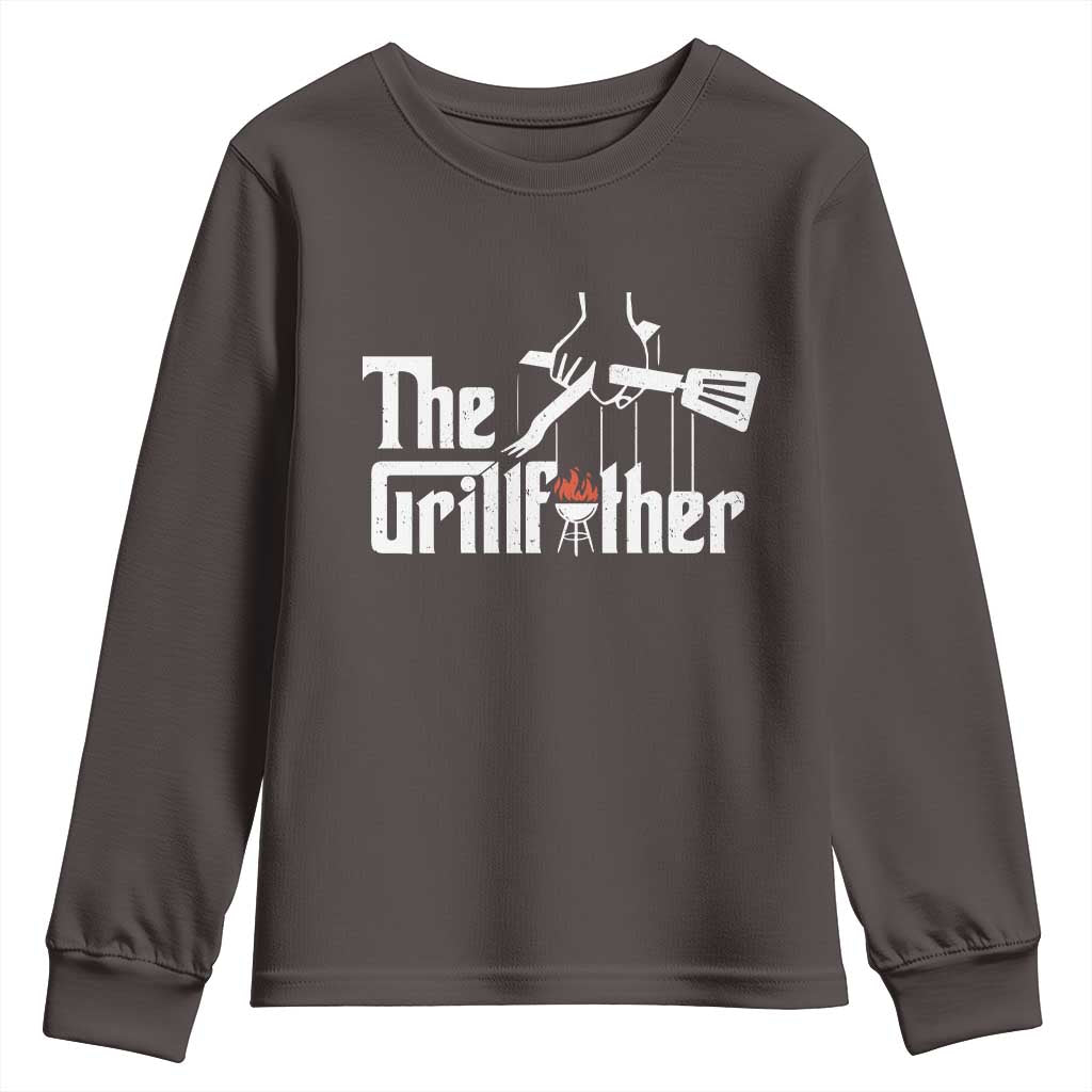 Funny Grill Dad Youth Sweatshirt The Grillfather BBQ Party Grilling TS09 Dark Chocolate Print Your Wear