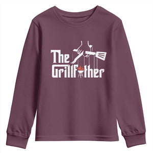 Funny Grill Dad Youth Sweatshirt The Grillfather BBQ Party Grilling TS09 Maroon Print Your Wear
