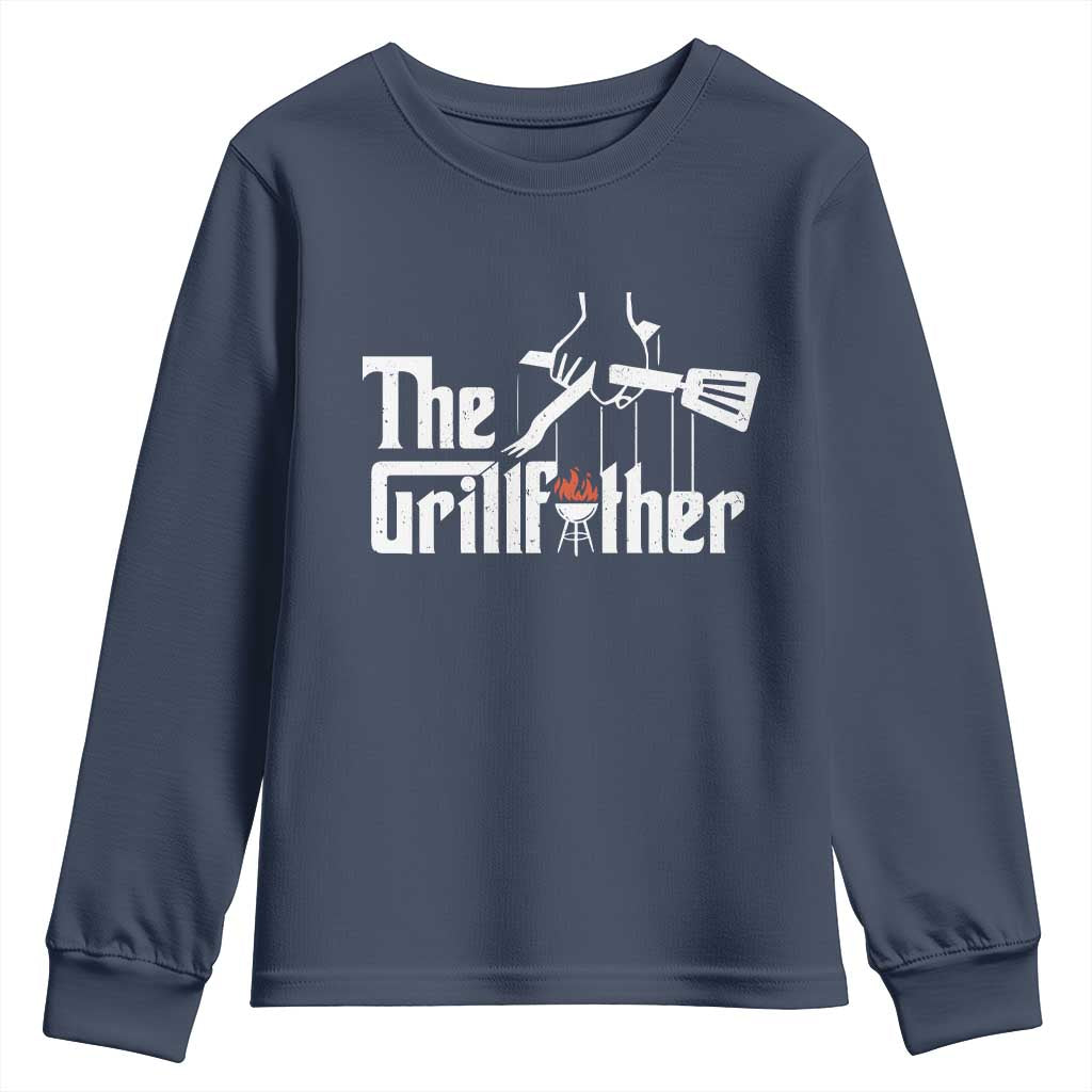 Funny Grill Dad Youth Sweatshirt The Grillfather BBQ Party Grilling TS09 Navy Print Your Wear