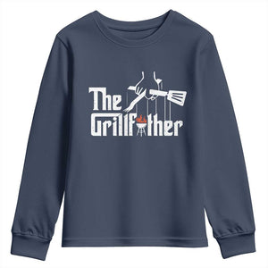 Funny Grill Dad Youth Sweatshirt The Grillfather BBQ Party Grilling TS09 Navy Print Your Wear