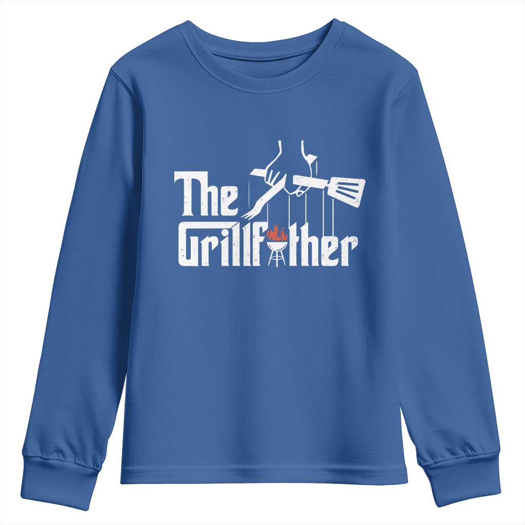 Funny Grill Dad Youth Sweatshirt The Grillfather BBQ Party Grilling TS09 Royal Blue Print Your Wear