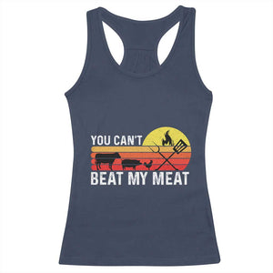 Funny BBQ Grilling Racerback Tank Top You Can't Beat My Meat TS09 Navy Print Your Wear