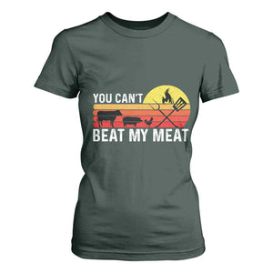 Funny BBQ Grilling T Shirt For Women You Can't Beat My Meat TS09 Dark Forest Green Print Your Wear