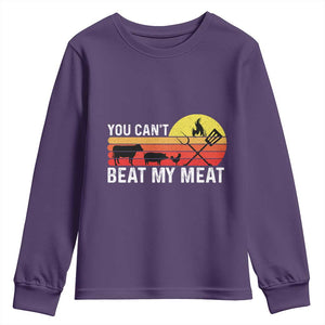 Funny BBQ Grilling Youth Sweatshirt You Can't Beat My Meat TS09 Purple Print Your Wear