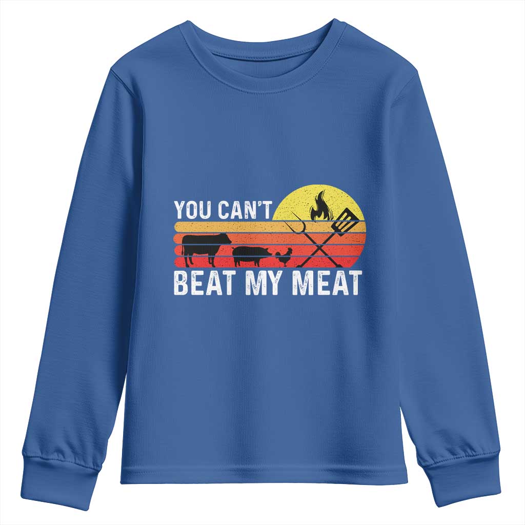 Funny BBQ Grilling Youth Sweatshirt You Can't Beat My Meat TS09 Royal Blue Print Your Wear