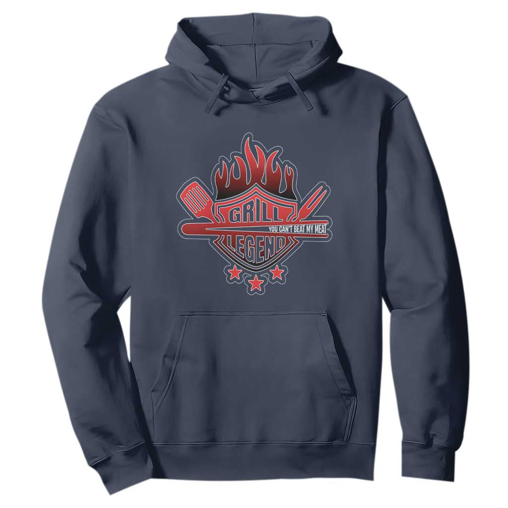 Funny BBQ Grilling Hoodie Grill Lelend You Can't Beat My Meat TS09 Navy Print Your Wear