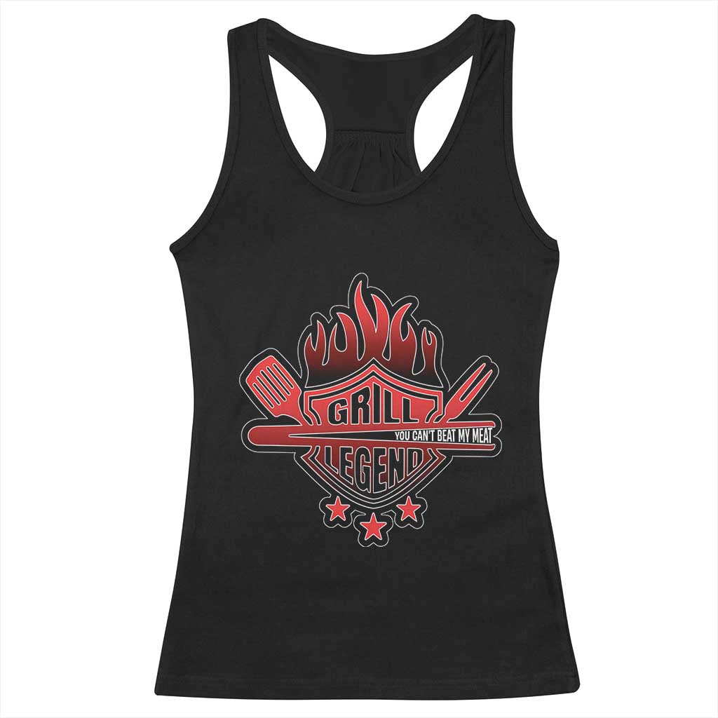 Funny BBQ Grilling Racerback Tank Top Grill Lelend You Can't Beat My Meat TS09 Black Print Your Wear