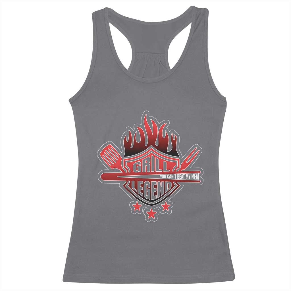 Funny BBQ Grilling Racerback Tank Top Grill Lelend You Can't Beat My Meat TS09 Charcoal Print Your Wear