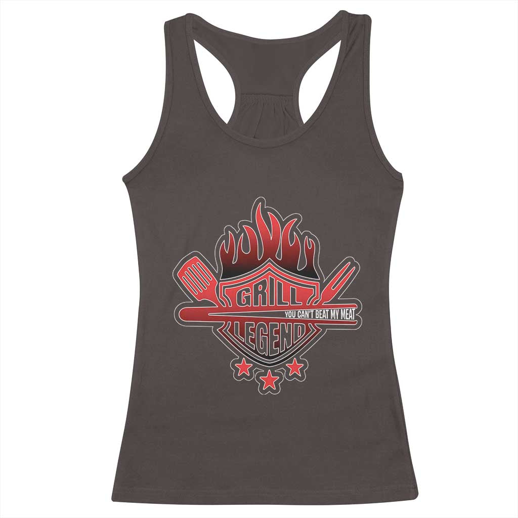 Funny BBQ Grilling Racerback Tank Top Grill Lelend You Can't Beat My Meat TS09 Dark Chocolate Print Your Wear