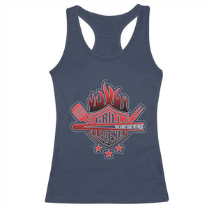 Funny BBQ Grilling Racerback Tank Top Grill Lelend You Can't Beat My Meat TS09 Navy Print Your Wear