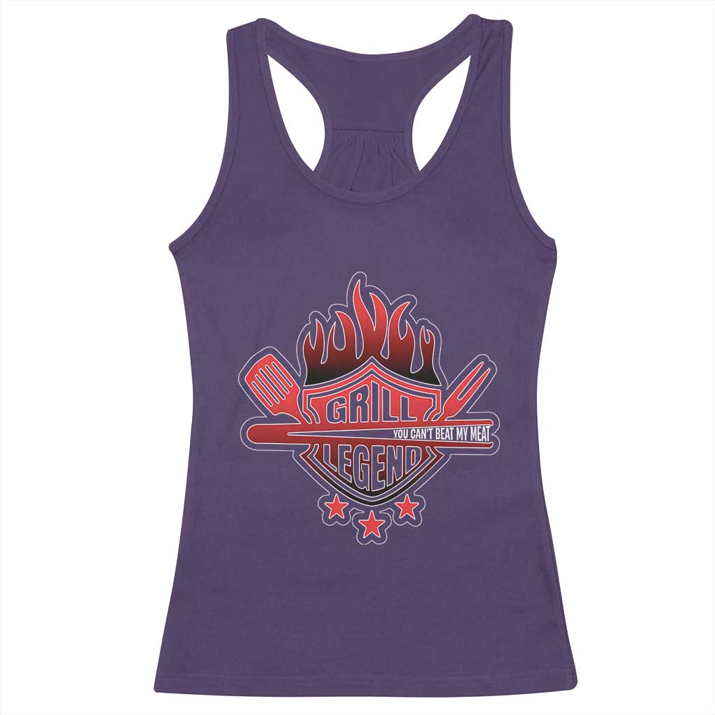 Funny BBQ Grilling Racerback Tank Top Grill Lelend You Can't Beat My Meat TS09 Purple Print Your Wear