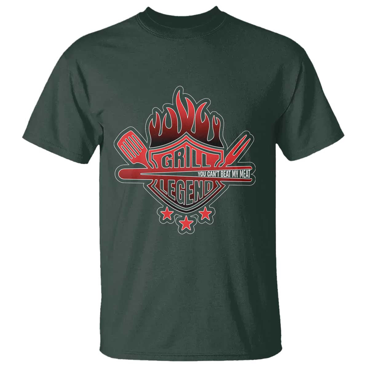 Funny BBQ Grilling T Shirt Grill Lelend You Can't Beat My Meat TS09 Dark Forest Green Print Your Wear