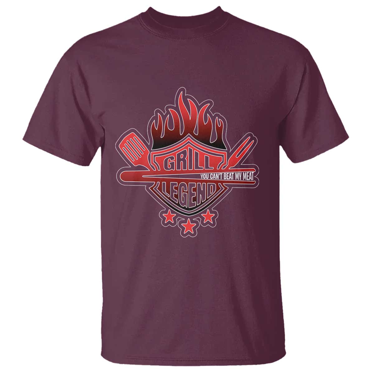 Funny BBQ Grilling T Shirt Grill Lelend You Can't Beat My Meat TS09 Maroon Print Your Wear