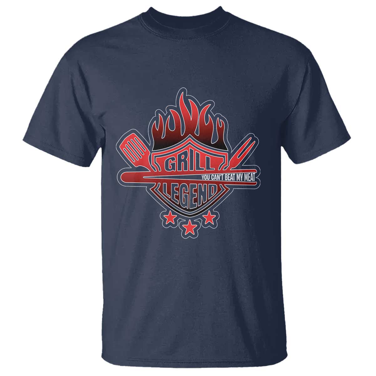 Funny BBQ Grilling T Shirt Grill Lelend You Can't Beat My Meat TS09 Navy Print Your Wear