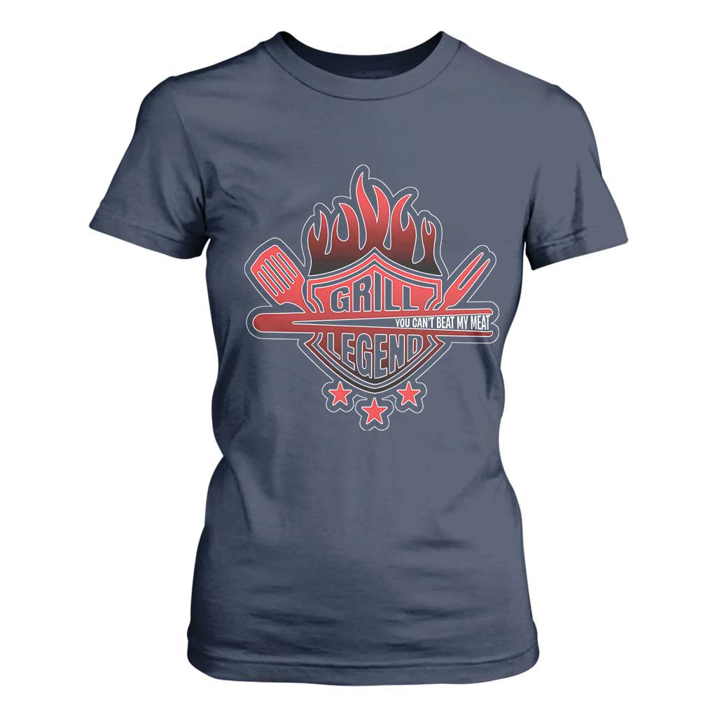 Funny BBQ Grilling T Shirt For Women Grill Lelend You Can't Beat My Meat TS09 Navy Print Your Wear
