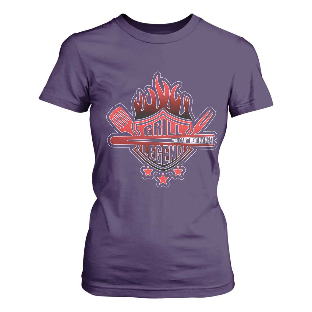Funny BBQ Grilling T Shirt For Women Grill Lelend You Can't Beat My Meat TS09 Purple Print Your Wear