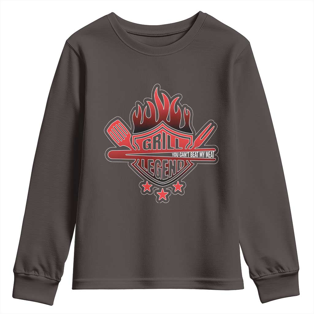 Funny BBQ Grilling Youth Sweatshirt Grill Lelend You Can't Beat My Meat TS09 Dark Chocolate Print Your Wear