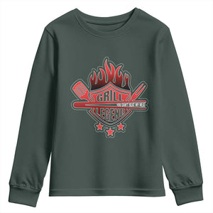 Funny BBQ Grilling Youth Sweatshirt Grill Lelend You Can't Beat My Meat TS09 Dark Forest Green Print Your Wear