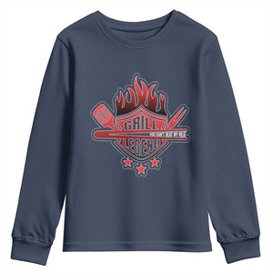 Funny BBQ Grilling Youth Sweatshirt Grill Lelend You Can't Beat My Meat TS09 Navy Print Your Wear