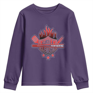 Funny BBQ Grilling Youth Sweatshirt Grill Lelend You Can't Beat My Meat TS09 Purple Print Your Wear