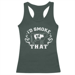 I'd Smoke That Grilling BBQ Racerback Tank Top TS09 Dark Forest Green Print Your Wear