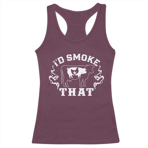 I'd Smoke That Grilling BBQ Racerback Tank Top TS09 Maroon Print Your Wear