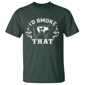 I'd Smoke That Grilling BBQ T Shirt TS09 Dark Forest Green Print Your Wear