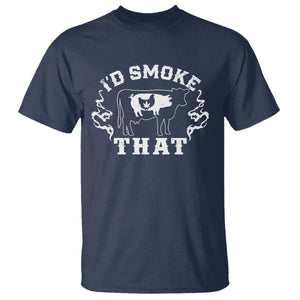 I'd Smoke That Grilling BBQ T Shirt TS09 Navy Print Your Wear