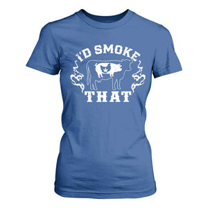 I'd Smoke That Grilling BBQ T Shirt For Women TS09 Royal Blue Print Your Wear