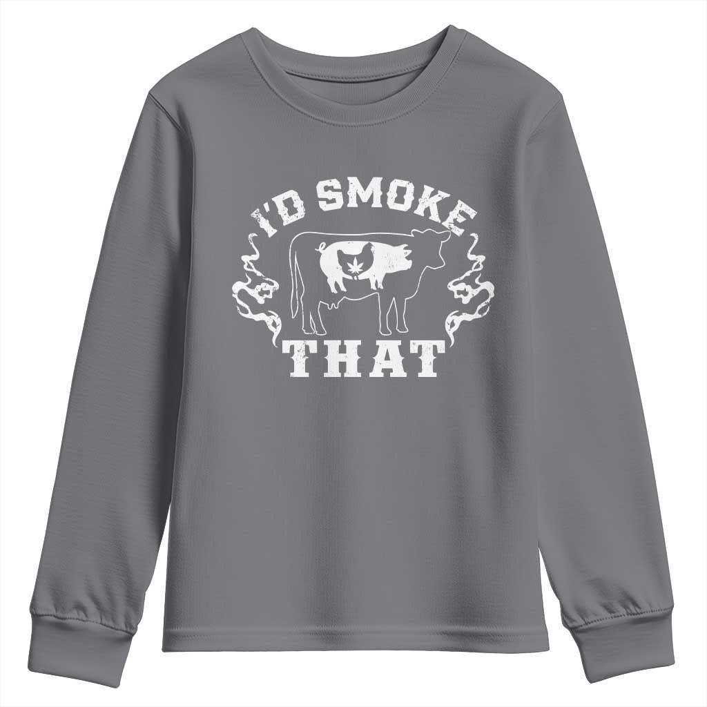 I'd Smoke That Grilling BBQ Youth Sweatshirt TS09 Charcoal Print Your Wear