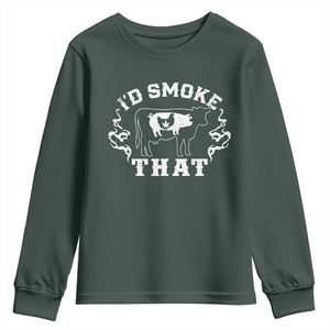 I'd Smoke That Grilling BBQ Youth Sweatshirt TS09 Dark Forest Green Print Your Wear